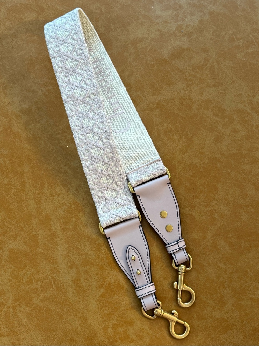 Dior Cream and Pale Pink Embroidered Strap